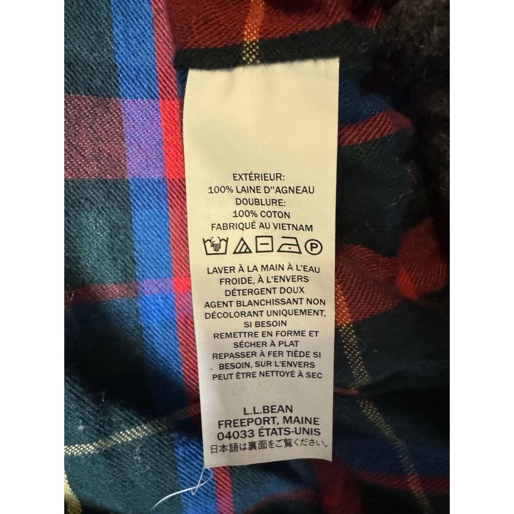 Men's Classic LL Bean Ragg Wool Sweater 100% Lambswool Flannel Plaid Lining Med - Picture 6 of 9